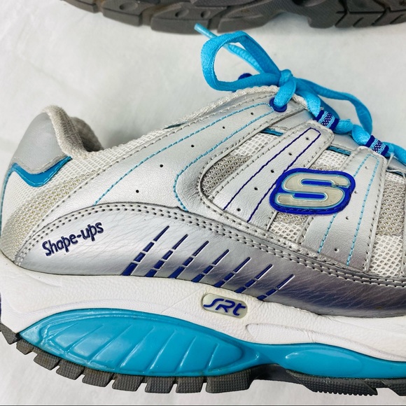 Skechers Shape-Up White Blue Athletic Shoes - Picture 7 of 11
